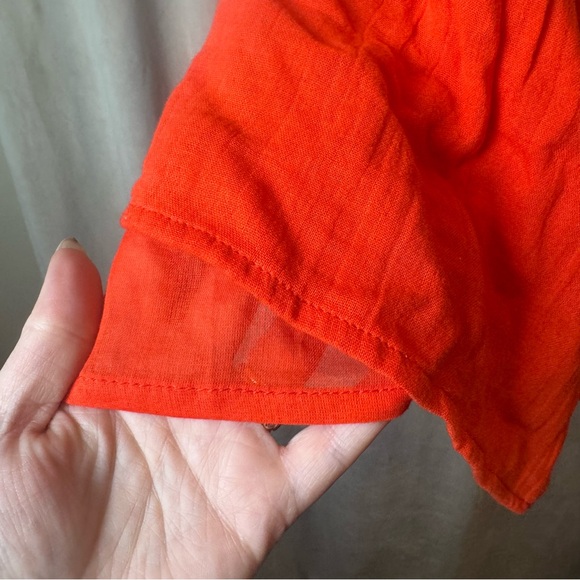 Sim‎ & Sam Vibrant Red orange Dress made in India new lined soft Smocked New - Picture 5 of 8